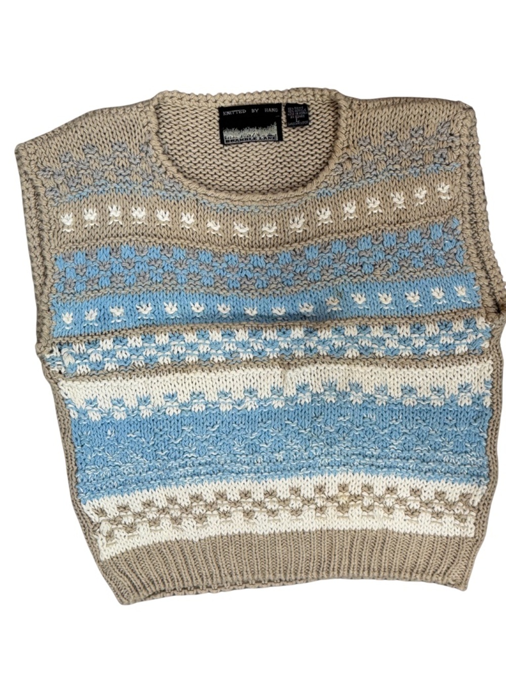 Vintage Hand-Knitted Womens’ Wool blend Crewneck Sleeveless Sweater Vest